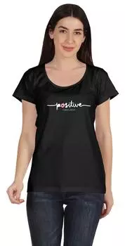 Футболка Inkmeso Scoop Neck Positive Vibes Only Inspiration Typographic Tee 3XL чёрный