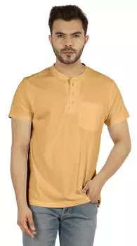 Футболка Inkmeso Solid Henley для мужской хлопковой футболки с коротким рукавом с карманом 3XL темно-желтого