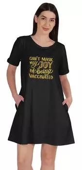 Футболка Inkmeso Vaccinated & Ready To Party Повседневная туника с круглым вырезом и 3XL чёрный