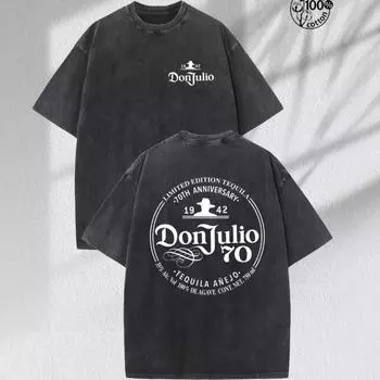 Футболка из 100% хлопка кислотной стирки плотностью 220 г/м2, мужская или женская, уличная, винтажная, летняя, с принтом S чёрный