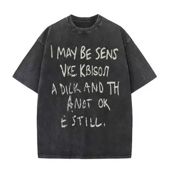 Футболка из 100% хлопка кислотной стирки плотностью 220 г/м2, мужская или женская, уличная, винтажная, летняя, с принтом S чёрный