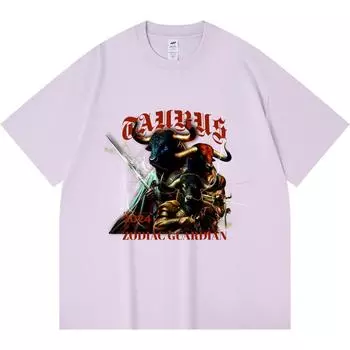 Футболка из 100% хлопка плотностью 230 г/м2 с принтом «Защитник зодиака» Футболка в стиле Харадзюку из чесаного хлопка XS абрикосовый