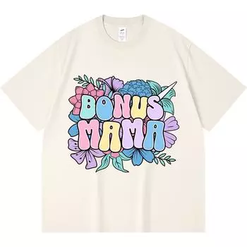 Футболка из 100% хлопка плотностью 230 г/м2 с цветочным принтом Bonus Mama, забавная футболка из чесаного хлопка в стиле Харадзюку XS абрикосовый