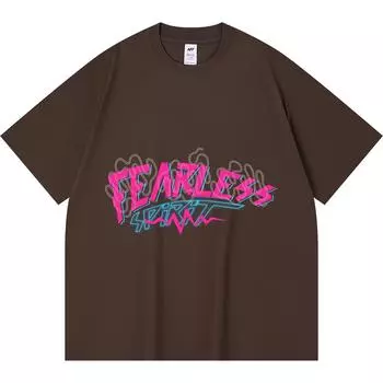 Футболка из 100% хлопка плотностью 230 г/м2 с принтом Fearless Spirit, забавная футболка из чесаного хлопка в стиле Харадзюку XS абрикосовый