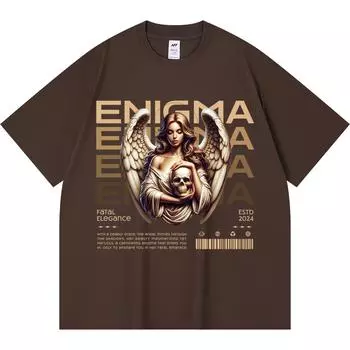 Футболка из 100% хлопка плотностью 230 г/м2 с принтом «Загадка» Футболки в забавном стиле Харадзюку Футболка из чесаного хлопка XS абрикосовый