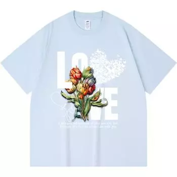 Футболка из 100% хлопка плотностью 230 г/м2 с принтом «Любовь» Футболка в смешном стиле Харадзюку из чесаного хлопка XS абрикосовый