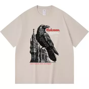 Футболка из 100% хлопка плотностью 230 г/м2 с неизвестным принтом, забавная футболка в стиле Харадзюку из чесаного хлопка XS абрикосовый