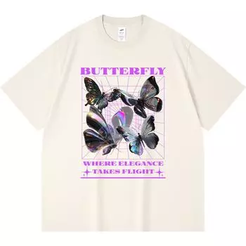 Футболка из 100% хлопка плотностью 230 г/м2 с принтом «крылья» в смешном стиле Харадзюку, футболка из чесаного хлопка XS абрикосовый