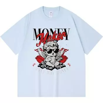 Футболка из 100% хлопка плотностью 230 г/м2 с принтом Money Maker, забавная футболка из чесаного хлопка в стиле Харадзюку XS абрикосовый