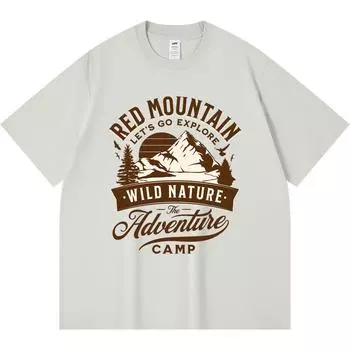 Футболка из 100% хлопка плотностью 230 г/м2 с принтом Red Mountain Adventure Camp Wild Nature, забавная футболка из чесаного хлопка в стиле Харадзюку XS абрикосовый