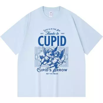 Футболка из 100% хлопка плотностью 230 г/м2 Любовь витает в воздухе благодаря футболкам с принтом купидона Забавная футболка из чесаного хлопка в стиле Харадзюку XS абрикосовый