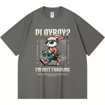 Футболка из 100% хлопка плотностью 230 г/м2 с принтом «Я не плейбой» Футболка из чесаного хлопка в смешном стиле Харадзюку XS абрикосовый