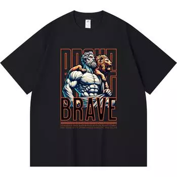 Футболка из 100% хлопка плотностью 230 г/м2, футболки с принтом Brave, забавная футболка в стиле Харадзюку из чесаного хлопка XS абрикосовый