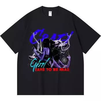 Футболка из 100% хлопка плотностью 230 г/м2 с принтом Crazy Girl, забавная футболка в стиле Харадзюку из чесаного хлопка XS абрикосовый