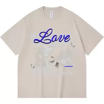 Футболка из 100% хлопка плотностью 230 г/м2 с принтом True Love, забавная футболка из чесаного хлопка в стиле Харадзюку XS абрикосовый