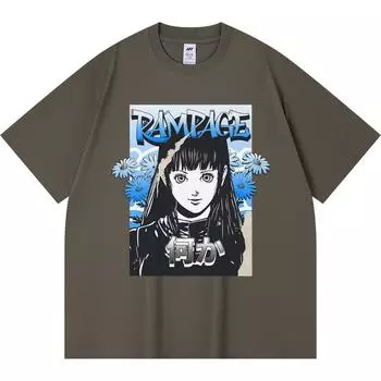 Футболка из 100% хлопка плотностью 230 г/м2 с принтом манги Rampage Blossom, забавная футболка из чесаного хлопка в стиле Харадзюку XS абрикосовый