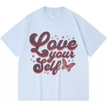 Футболка из 100% хлопка плотностью 230 г/м2 с принтом бабочек в стиле ретро, забавная футболка из чесаного хлопка в стиле Харадзюку XS абрикосовый