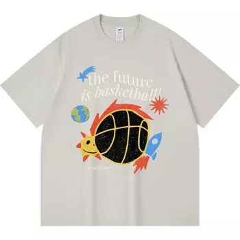 Футболка из 100% хлопка плотностью 230 г/м2 Футболки с принтом «Будущее баскетбола» Забавная футболка из чесаного хлопка в стиле Харадзюку XS абрикосовый