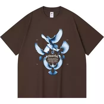 Футболка из 100% хлопка плотностью 230 г/м2 с графическим принтом Dove, забавная футболка из чесаного хлопка в стиле Харадзюку XS абрикосовый