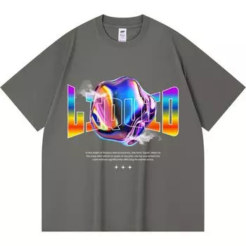 Футболка из 100% хлопка плотностью 230 г/м2 с жидким принтом, забавная футболка из чесаного хлопка в стиле Харадзюку XS абрикосовый