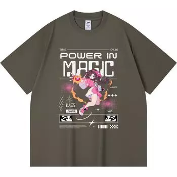 Футболка из 100% хлопка плотностью 230 г/м2 с принтом Power in Magic, забавная футболка из чесаного хлопка в стиле Харадзюку XS абрикосовый
