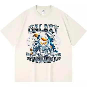 Футболка из 100% хлопка плотностью 230 г/м2 с принтом Galaxy Wanderer, забавная футболка из чесаного хлопка в стиле Харадзюку XS абрикосовый