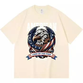 Футболка из 100% хлопка плотностью 230 г/м2 с принтом American Eagle USA, забавная футболка из чесаного хлопка в стиле Харадзюку XS абрикосовый