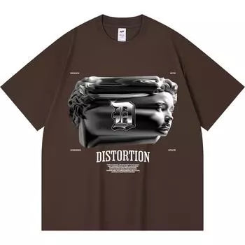 Футболка из 100% хлопка плотностью 230 г/м2 с винтажным графическим принтом в стиле Харадзюку XS абрикосовый