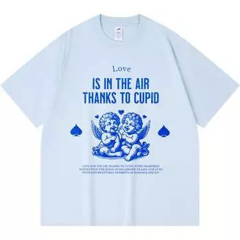 Футболка из 100% хлопка плотностью 230 г/м2 Любовь витает в воздухе благодаря футболкам с принтом Купидона Смешная футболка из чесаного хлопка в стиле Харадзюку XS абрикосовый