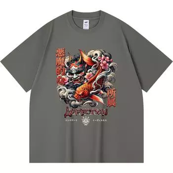 Футболка из 100% хлопка плотностью 230 г/м2 с японским графическим принтом, забавная футболка из чесаного хлопка в стиле Харадзюку XS абрикосовый