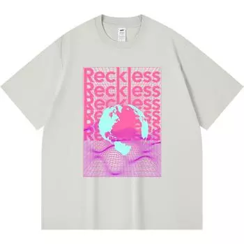 Футболка из 100% хлопка плотностью 230 г/м2 с принтом Reckless, забавная футболка в стиле Харадзюку из чесаного хлопка XS абрикосовый