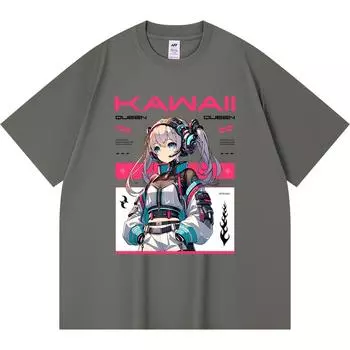 Футболка из 100% хлопка плотностью 230 г/м2 с принтом Kawaii, забавная футболка из чесаного хлопка в стиле Харадзюку XS абрикосовый