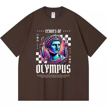 Футболка из 100% хлопка плотностью 230 г/м2 с принтом Echoes of Olympus, забавная футболка из чесаного хлопка в стиле Харадзюку XS абрикосовый