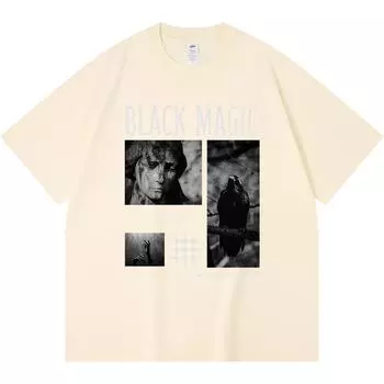 Футболка из 100% хлопка плотностью 230 г/м2 с принтом Black Magic, забавная футболка из чесаного хлопка в стиле Харадзюку XS абрикосовый