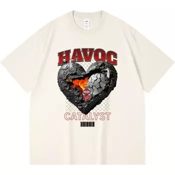 Футболка из 100% хлопка плотностью 230 г/м2 с принтом Havoc, забавная футболка из чесаного хлопка в стиле Харадзюку XS абрикосовый