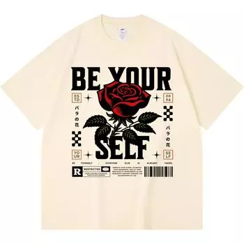 Футболка из 100% хлопка плотностью 230 г/м2 с принтом «Будь собой» Футболки с забавным принтом в стиле Харадзюку Футболка из чесаного хлопка XS абрикосовый