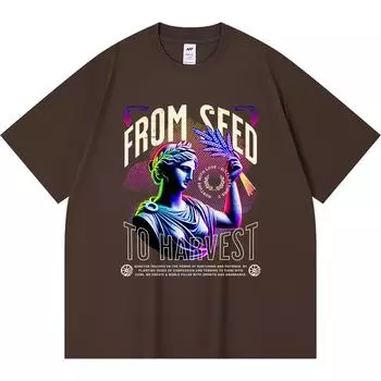 Футболка из 100% хлопка плотностью 230 г/м2 с принтом богини Деметры в греческой мифологии Y2k, футболки с забавным принтом в стиле Харадзюку из чесаного хлопка XS абрикосовый