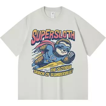 Футболка из 100% хлопка плотностью 230 г/м2 с принтом «Спаситель Сламбервиля» Футболка из чесаного хлопка в смешном стиле Харадзюку XS абрикосовый