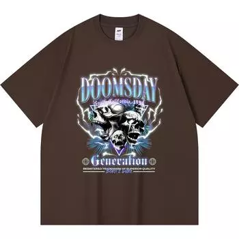 Футболка из 100% хлопка плотностью 230 г/м2 с принтом Doomsday Generation, забавная футболка из чесаного хлопка в стиле Харадзюку XS абрикосовый