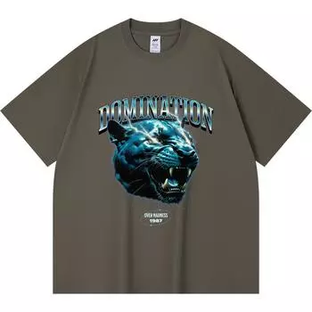 Футболка из 100% хлопка плотностью 230 г/м2 с принтом пантеры, забавная футболка в стиле Харадзюку из чесаного хлопка XS абрикосовый