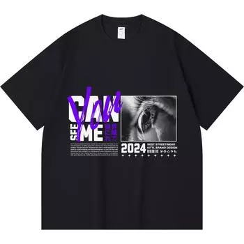 Футболка из 100% хлопка плотностью 230 г/м2 с принтом «Can You See Me» Футболка в смешном стиле Харадзюку из чесаного хлопка XS абрикосовый