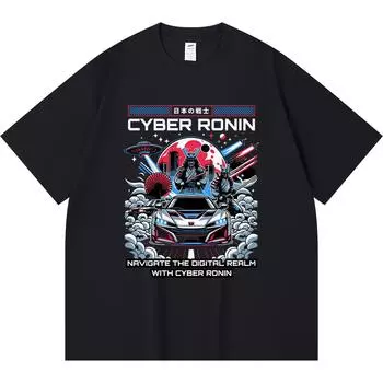 Футболка из 100% хлопка плотностью 230 г/м2 с принтом Cyber Ronin, забавная футболка из чесаного хлопка в стиле Харадзюку XS абрикосовый