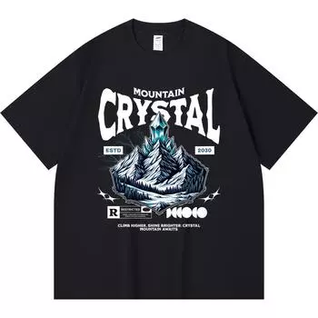 Футболка из 100% хлопка плотностью 230 г/м2 с принтом Crystal Mountain, забавная футболка из чесаного хлопка в стиле Харадзюку XS абрикосовый