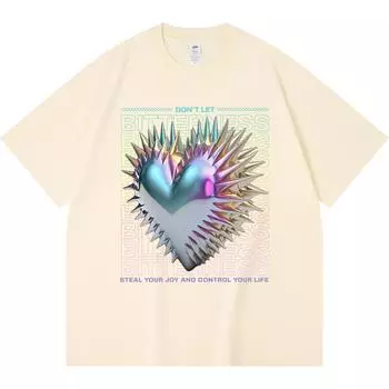 Футболка из 100% хлопка плотностью 230 г/м2 с принтом «Горькая» Футболка в смешном стиле Харадзюку из чесаного хлопка XS абрикосовый