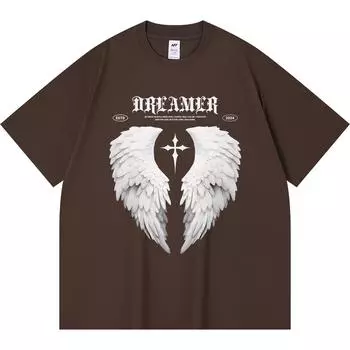 Футболка из 100% хлопка плотностью 230 г/м2 с принтом «мечтатель», забавная футболка из чесаного хлопка в стиле Харадзюку XS абрикосовый