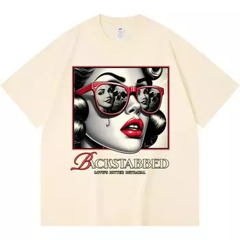 Футболка из 100% хлопка плотностью 230 г/м2 с принтом Backstabbed, забавная футболка из чесаного хлопка в стиле Харадзюку XS абрикосовый