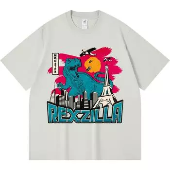 Футболка из 100% хлопка плотностью 230 г/м2, ретро, винтаж, японский постер с изображением монстра, футболки с принтом T-Rex, забавная футболка из чесаного хлопка в стиле Харадзюку XS абрикосовый