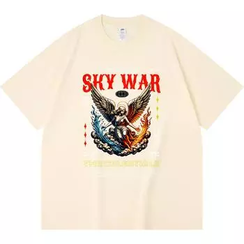 Футболка из 100% хлопка плотностью 230 г/м2 с принтом «Статуя ангела» в уличном стиле, забавная футболка из чесаного хлопка в стиле Харадзюку XS абрикосовый