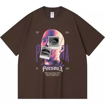 Футболка из 100% хлопка плотностью 230 г/м2 с абстрактным принтом в уличном стиле, футболки с графическим принтом, забавная футболка из чесаного хлопка в стиле Харадзюку XS абрикосовый