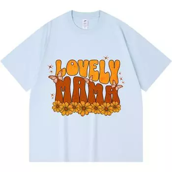 Футболка из 100% хлопка плотностью 230 г/м2 с принтом Lovely Mama Mothers Day Tees в забавном стиле Harajuku Combed Cotton T Shirt XS абрикосовый